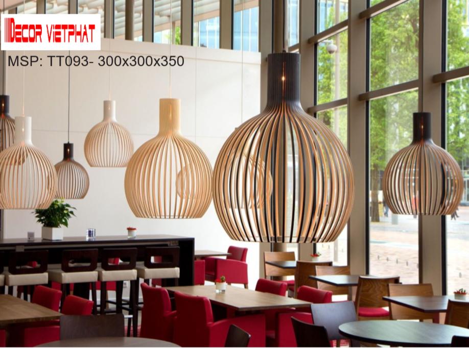Đèn gỗ thả trần vòm chụp TT093