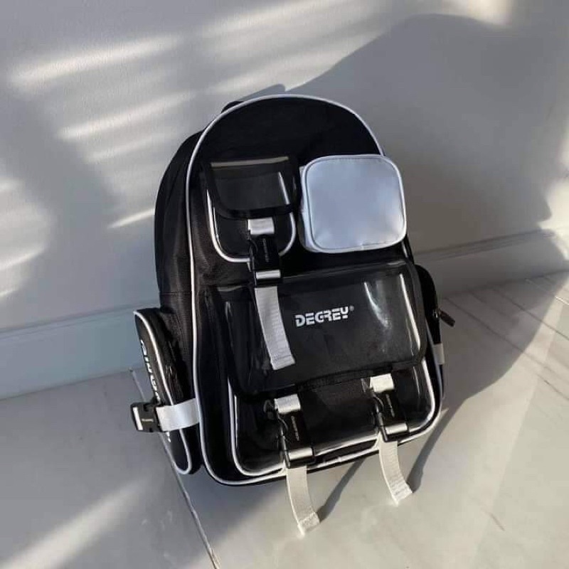 Balo học sinh Basic Backpack Degrey Trắng vải dày dặn chịu lực tốt có ngăn đựng laptop Thời trang Unisex HCM BL46