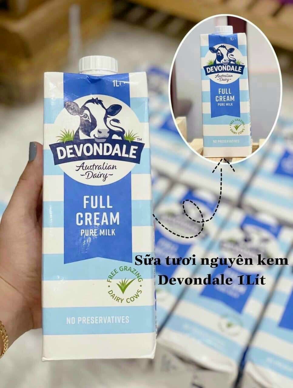 Thùng 10 hộp Sữa Úc DEVONDALE nguyên kem 1 lít