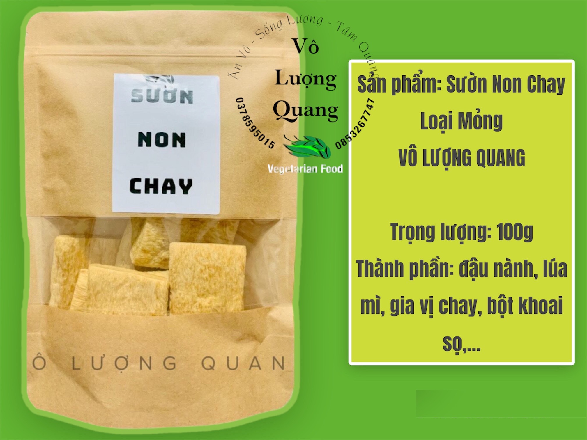 Sườn non chay 100g(Loại mỏng vàng) Cao Cấp Vô Lượng Quang