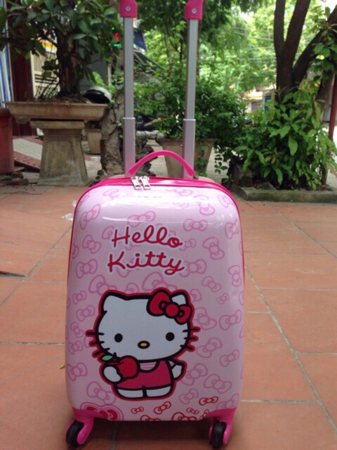 Vali kéo Hello kitty hồng cho bé size 18 inch