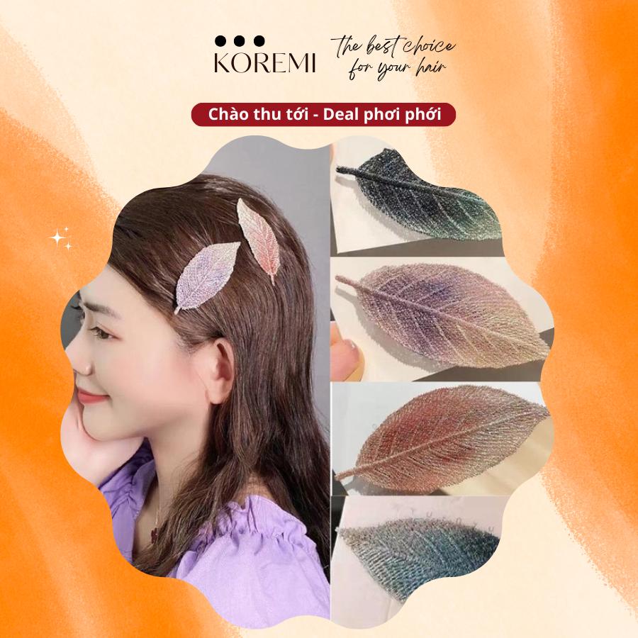 KOREMI Kẹp Tóc Hình Chiếc Lá 4 Màu Style Korea