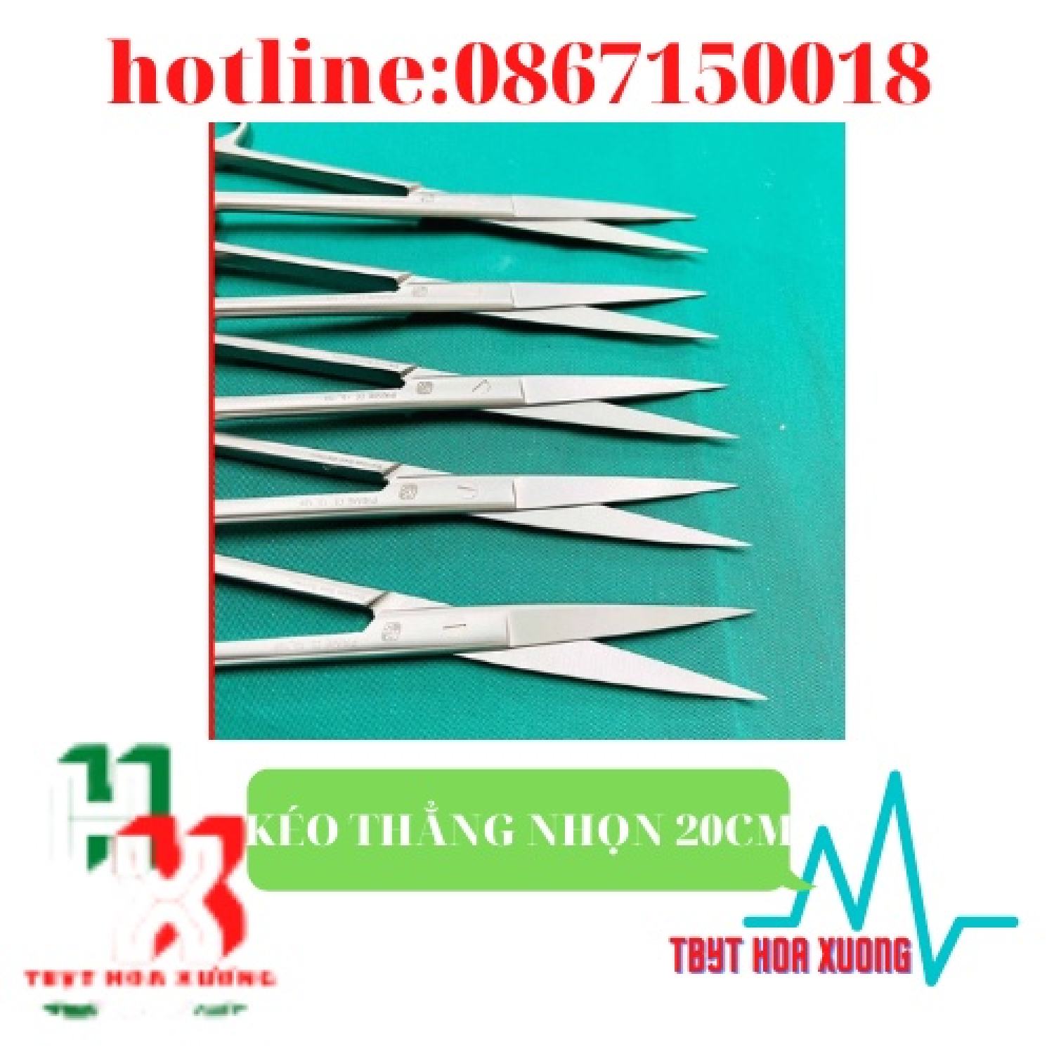 Kéo Y Tế Thẳng Nhọn 20cm - Kéo Cắt Chỉ