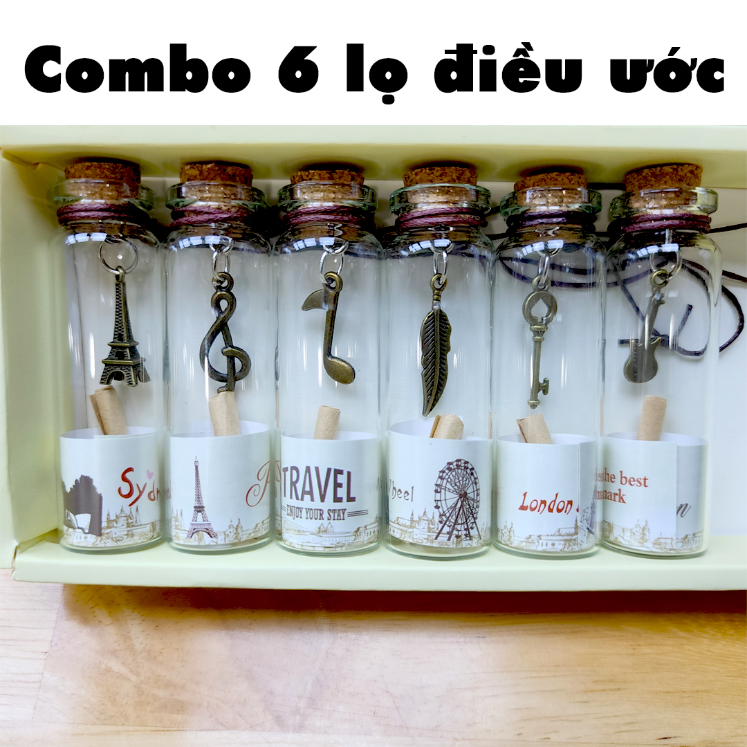 Combo 6 Lọ Điều Ước Thuỷ Tinh Phong Cách Cổ Điển Retro Trang Trí Quà Tặng Ý Nghĩa Lgaxi