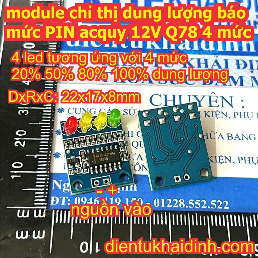 2cái module chỉ thị dung lượng báo mức pin acquy 12v q78 4 mức kde3251