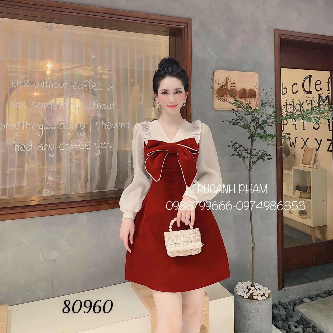 [HCM]ĐẦM XÒE DỰ TIỆC DÀI TAY THẮT NƠ DỄ THƯƠNG-D02