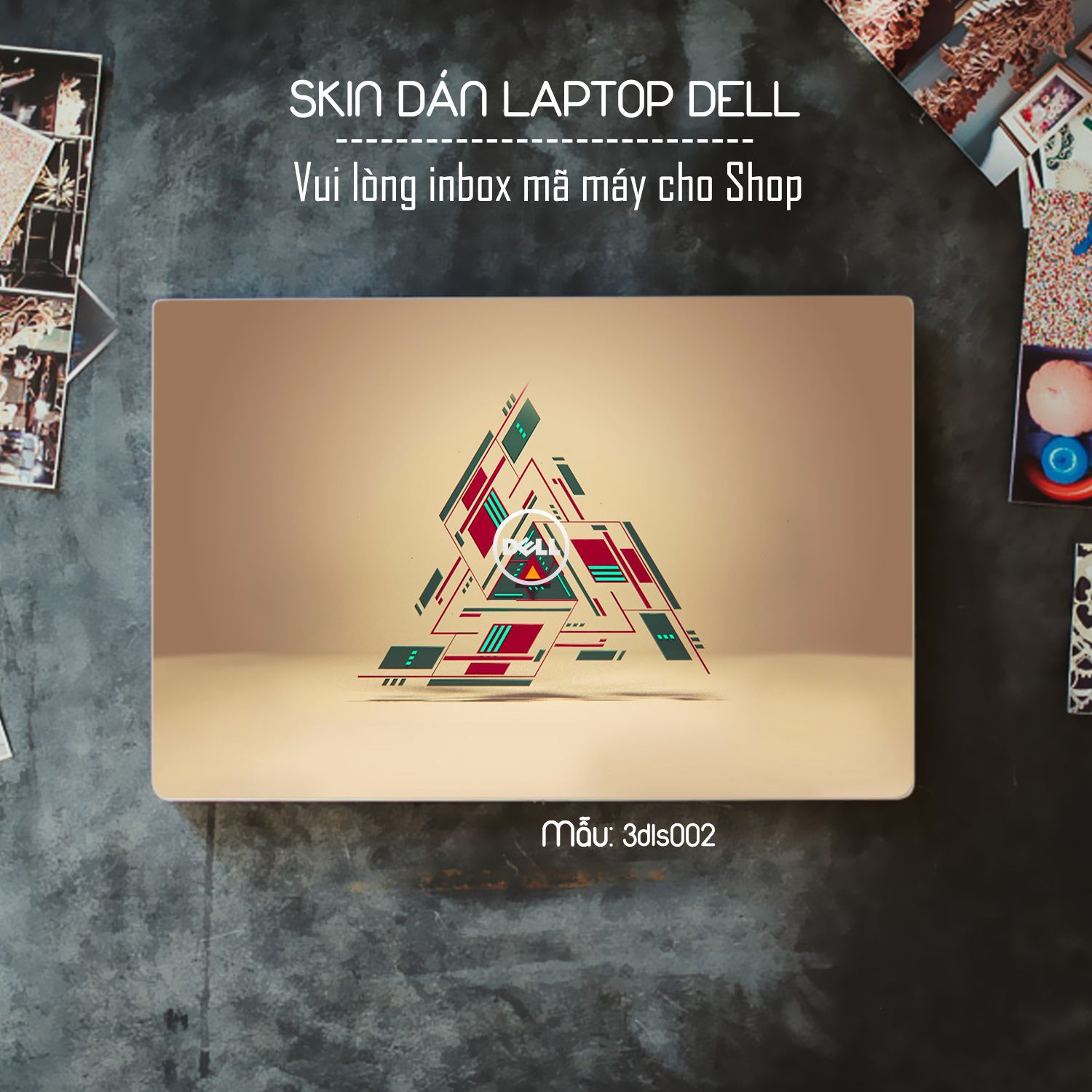 Decal Skin dán Laptop Dell mẫu 3D (inbox mã máy cho shop)