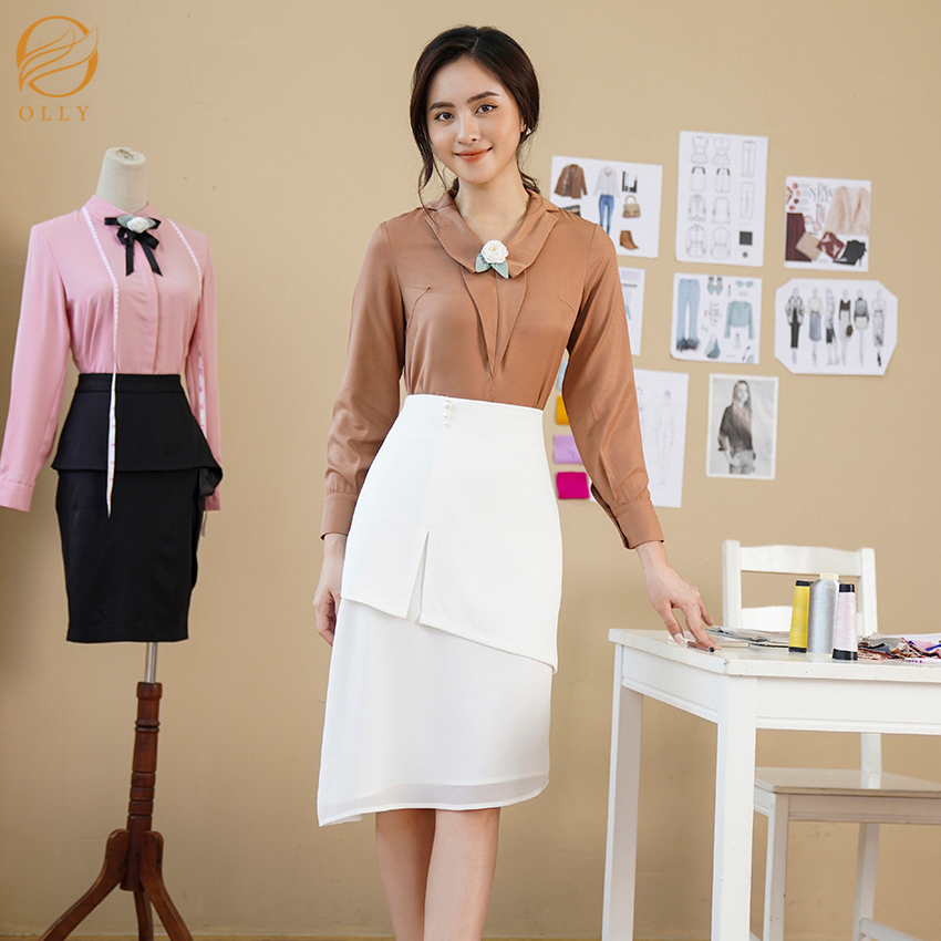 [KHUYẾN MẠI SỐC] Chân váy 2 tầng lệch tà phối voan OLLY OBCV20.007