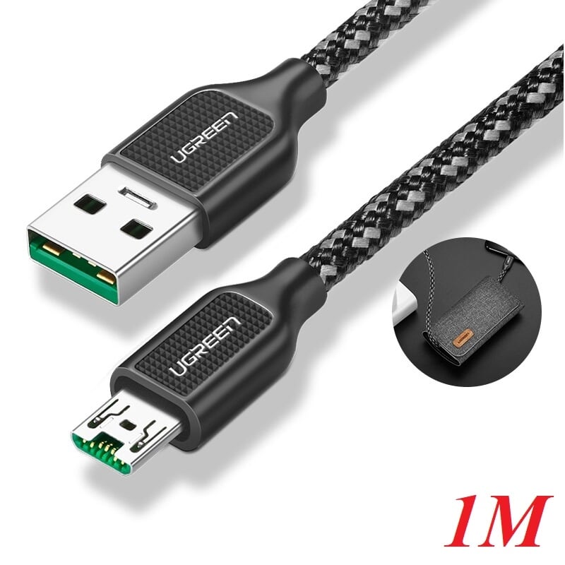Ugreen 50381 1m màu đen cáp sạc truyền dữ liệu usb 2.0 sang micro usb 4a võ hợp kim kẽm us271