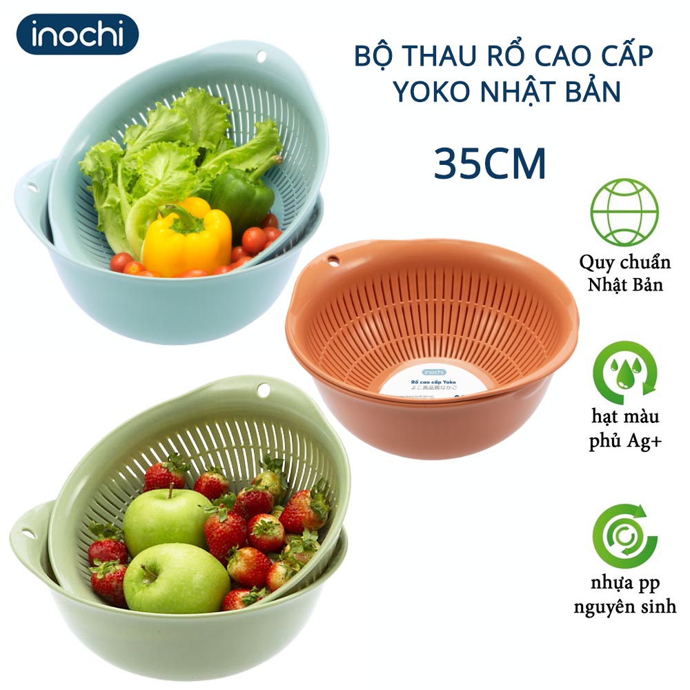 Thau rổ, bộ thau rổ nhựa inochi cao cấp yoko 35cm tiêu chuẩn nhật bản - happy home 4u