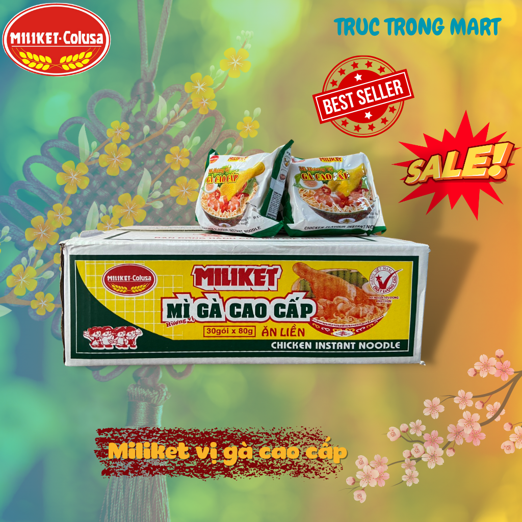 Mì tôm Miliket vị Gà Cao cấp 30 gói/80gr