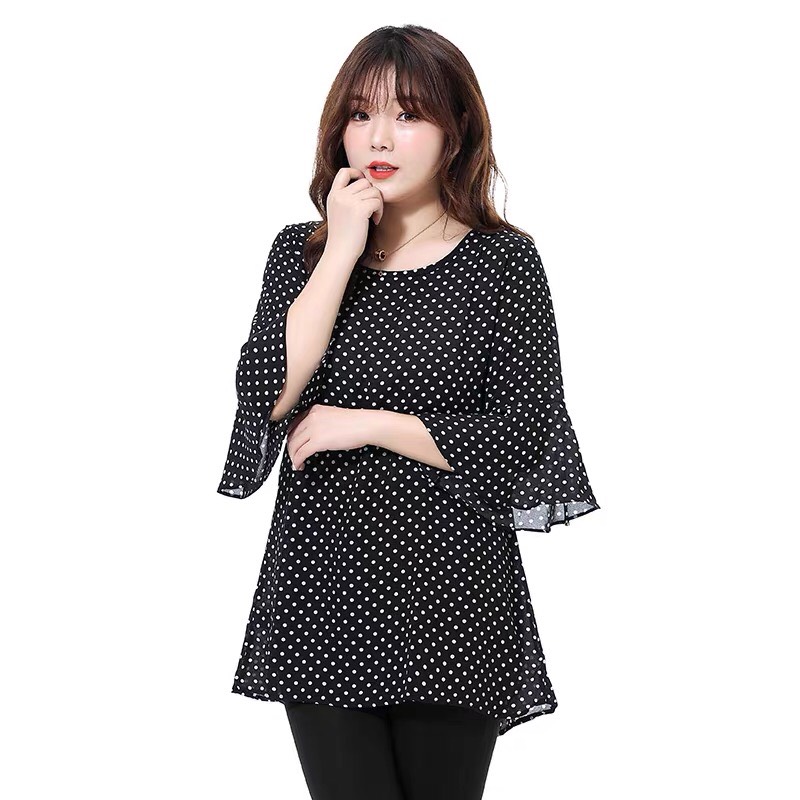 Áo chấm bi tay loe trung niên bigsize - BSd423