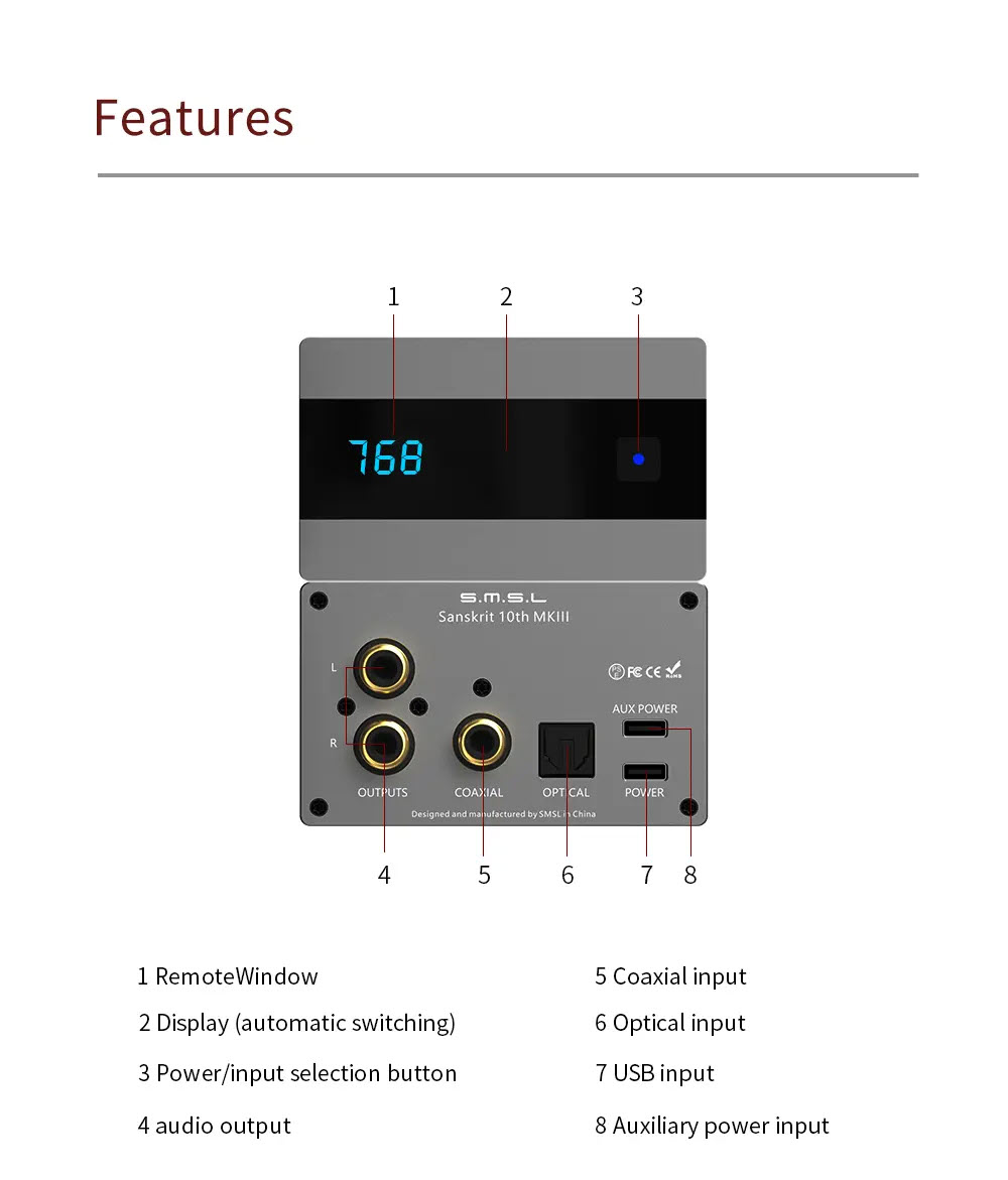 New Version SMSL Sanskrit 10th SK10 MKII AUDIO DAC Decoder AK4493 DSD512 Hifi Optical Input Coaxial Support OTG Remote Control - Bộ Giải Mã Âm Thanh DAC S.M.S.L Sanskrit MKII Chipset Xử Lý AK4493 PCM 32Bit/768kHz Hỗ Trợ Nghe Nhạc DSD512 Qua Cổng USB