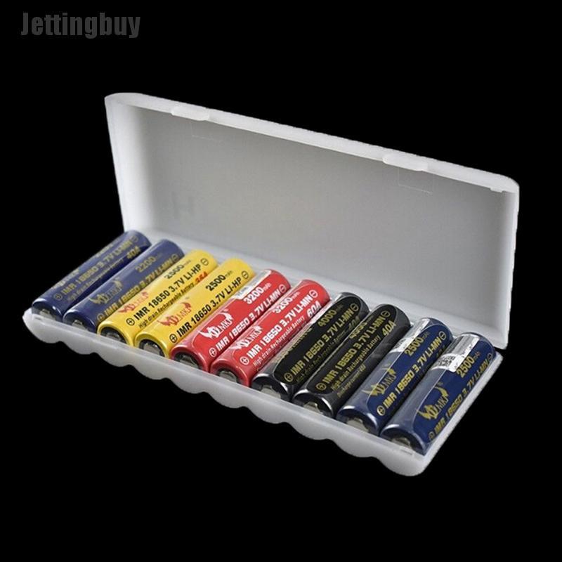 Jettingbuy Portable plastic battery case cover holder storage box for 10pcs 18650 Batteries