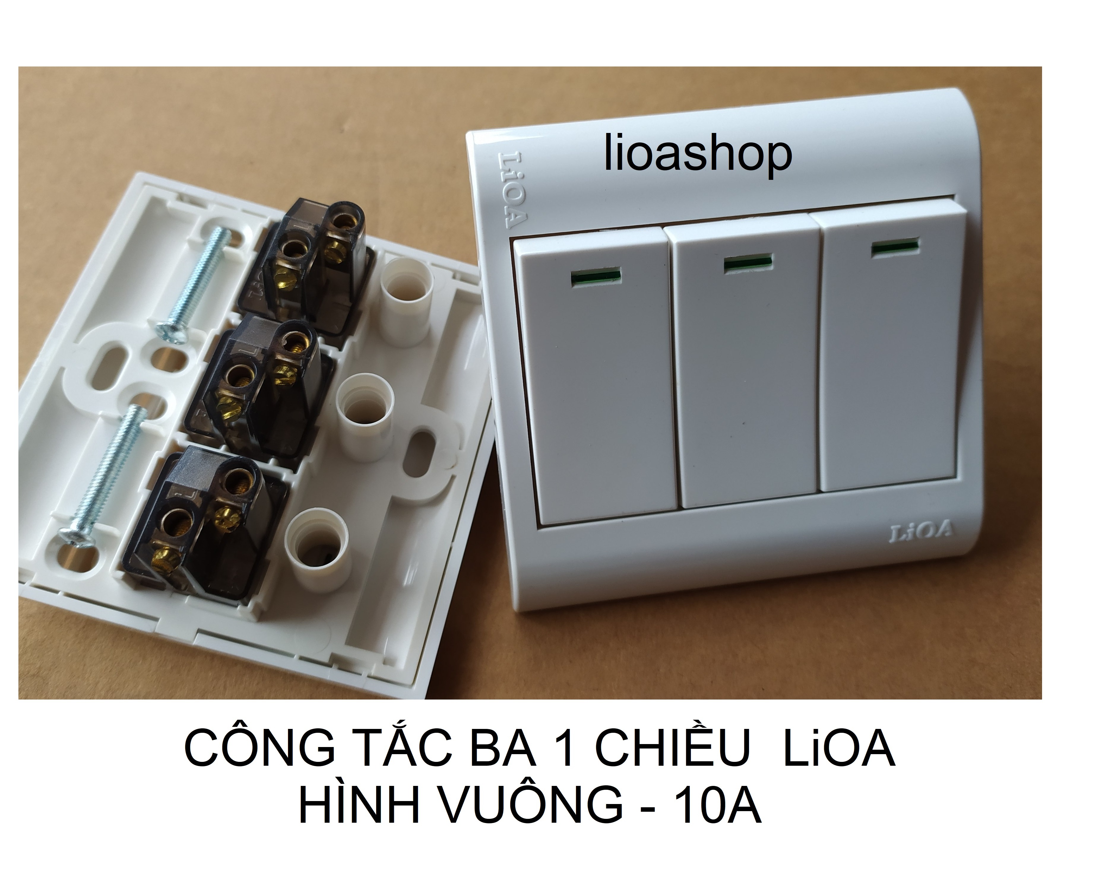 CÔNG TẮC BA 1 CHIỀU VÀ 2 CHIỀU LiOA PHÍM TO  -HÌNH VUÔNG