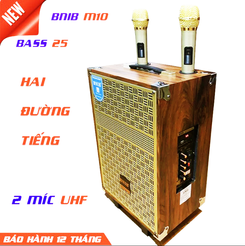 Loa kéo karaoke cao cấp BNIB M10  bass 25 -  BNIB M9 bass 20 chính hãng, Bass 25 Cao Cấp, Hai Mic Kim Loại UHF Xịn Bảo Hành 12 tháng