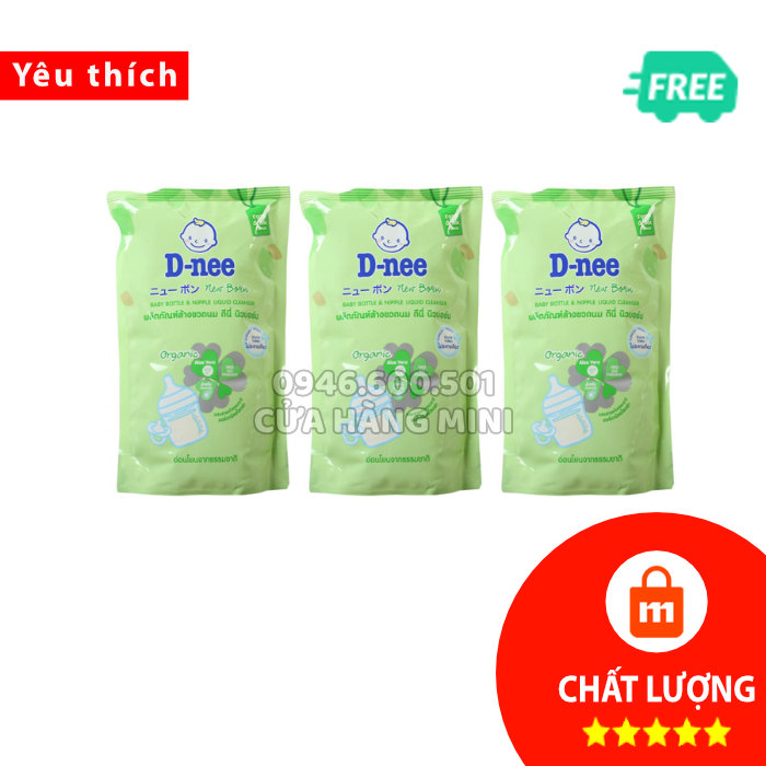 Combo 3 Túi Nước Rửa Bình Sữa Dnee Thái Lan - Túi 550ml