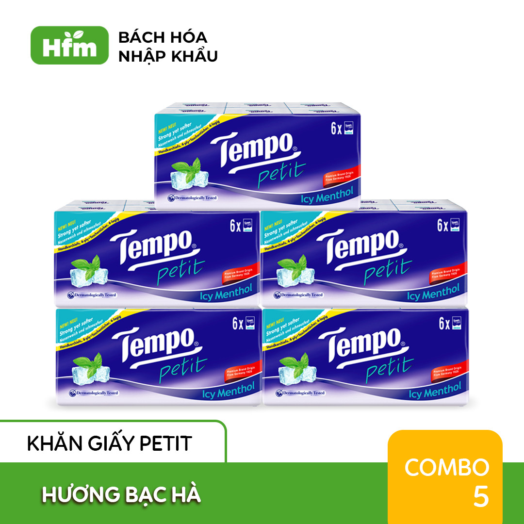 [COMBO 5 LỐC] Khăn giấy Tempo Petit Icy Menthol (Lốc 6 gói) - Thương Hiệu Đức