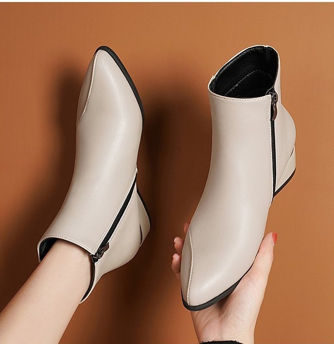 [DA MỀM] Giày boot đế thấp cổ thấp dây khóa gân chỉ xéo siêu êm sang trọng S036,