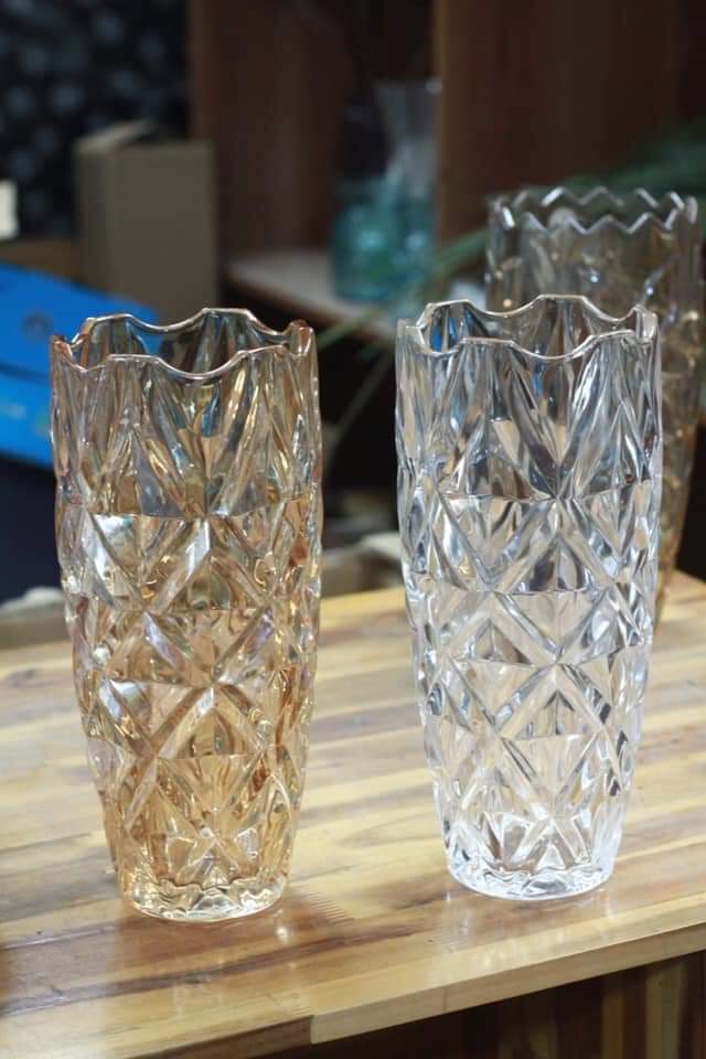 Lọ hoa bom thủy tinh vàng vân đẹp cao cấp 30cm