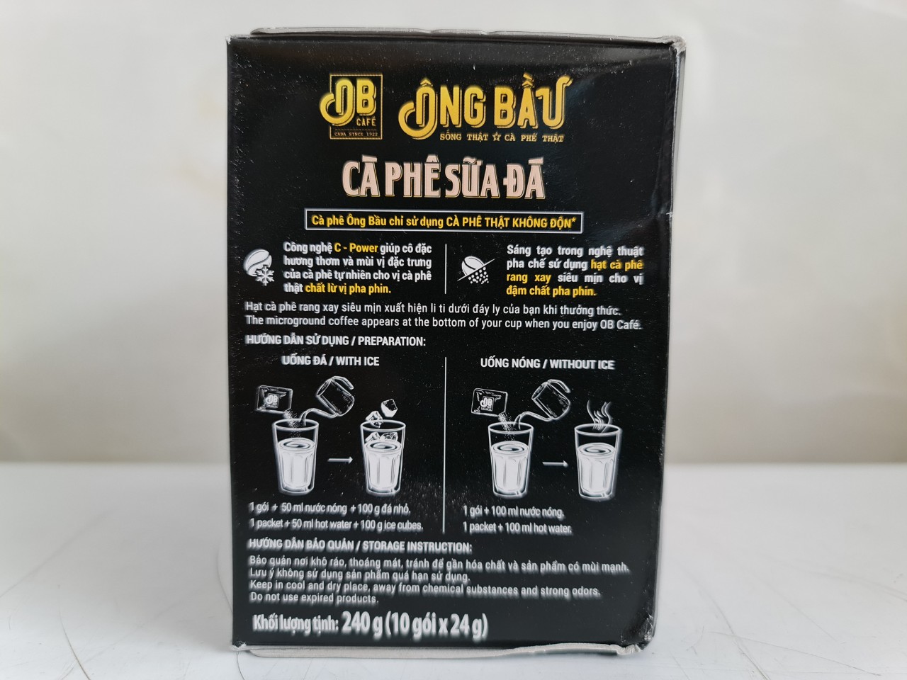 [HỘP 10 gói x 24g] CÀ PHÊ SỮA ĐÁ HÒA TAN [VN] ÔNG BẦU Instant Coffee Mix