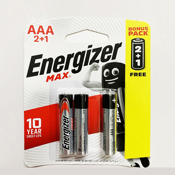 Vỉ 3 viên Pin AAA Energizer Max E92 Alkaline chính hãng