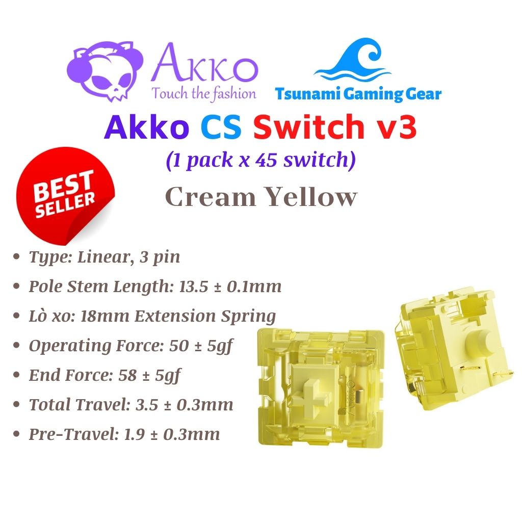 Bộ switch AKKO CS v3 - Cream Blue | Cream Yellow | Cream Blue Pro | Cream Yellow Pro (45 switch)