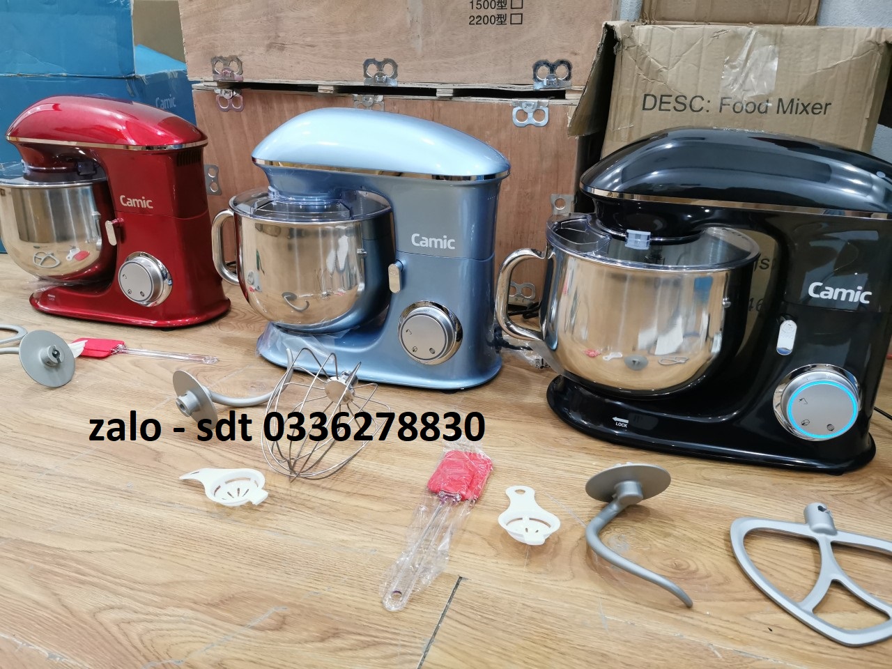 1500W Food Processor Kneading Machine Camic 8L Food Processor Mixer Multifunctional Mixer Low Noise Powerful and Professional 6 Speeds with Pulse Stainless Steel Bowl