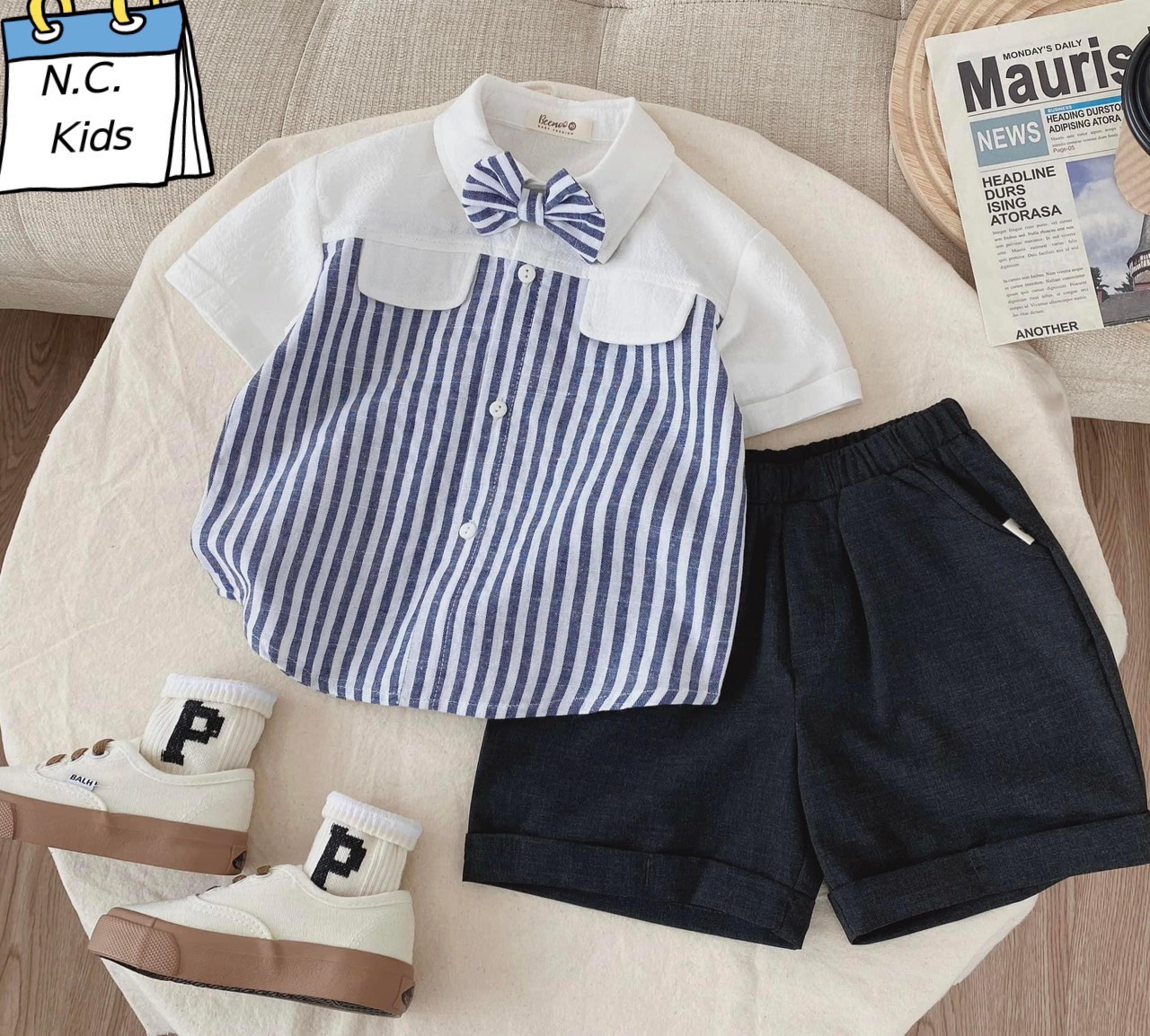 set bộ sơ mi cho bé trai