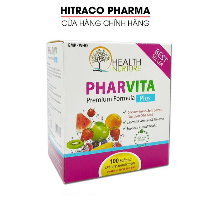 Vitamin tổng hợp và khoáng chất Pharvita Plus bồi bổ cơ thể, tăng cường sức khỏe, tăng sức đề kháng - Hộp 100 viên cao cấp