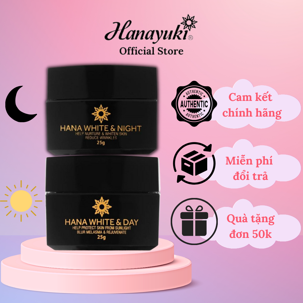 Combo hanayuki kem dưỡng trắng da mặt hana white night + kem dưỡng trắng da mặt hana white day - kem face dưỡng ẩm da mặt ban đêm hanayuki chính hãng -kem face dưỡng ẩm da mặt ban ngày hanayuki chính hãng