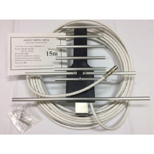 Anten thu sóng DVB T2 + 15m dây cáp + Jack nối