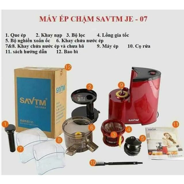 Máy ép chậm SAVTM JE-07 vỏ đỏ