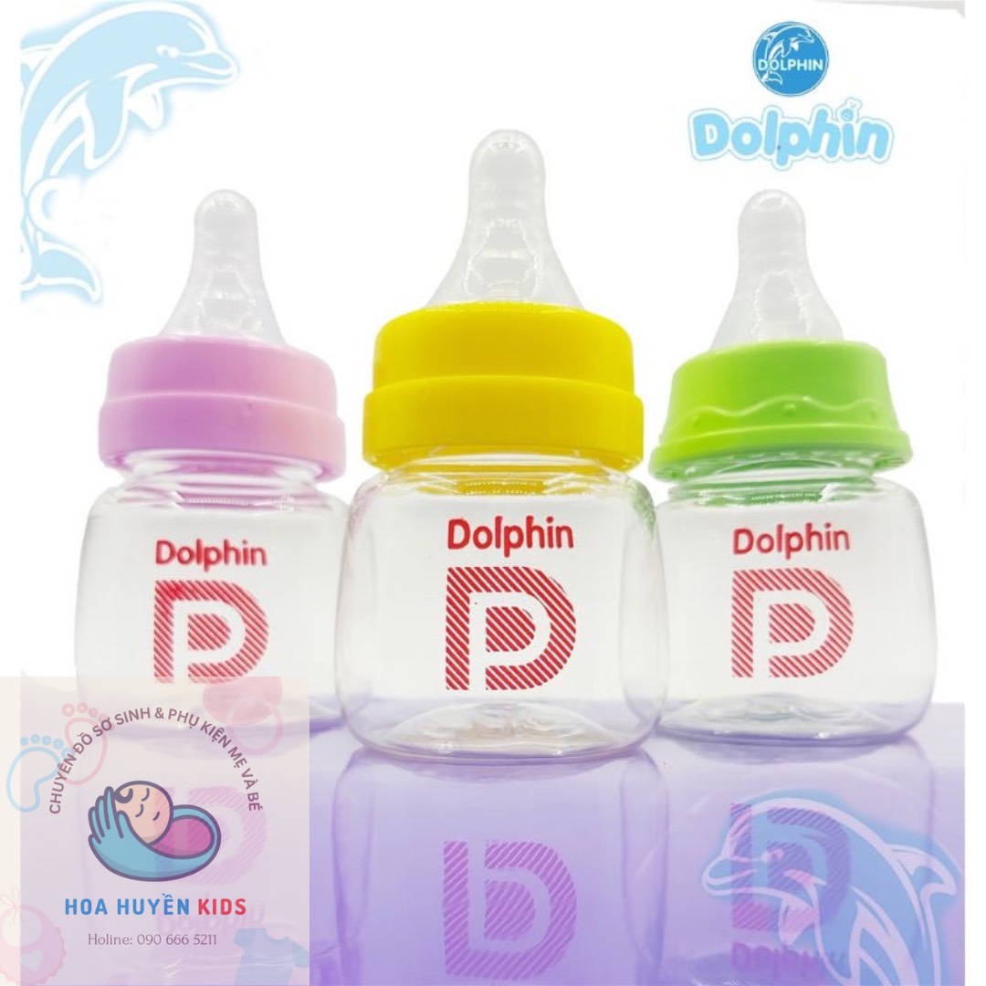 Bình sữa Dolphin 60ml , bình sữa cho bé sơ sinh 60ml nhựa PP an toàn dùng cho trẻ Chính Hãng Dolphin