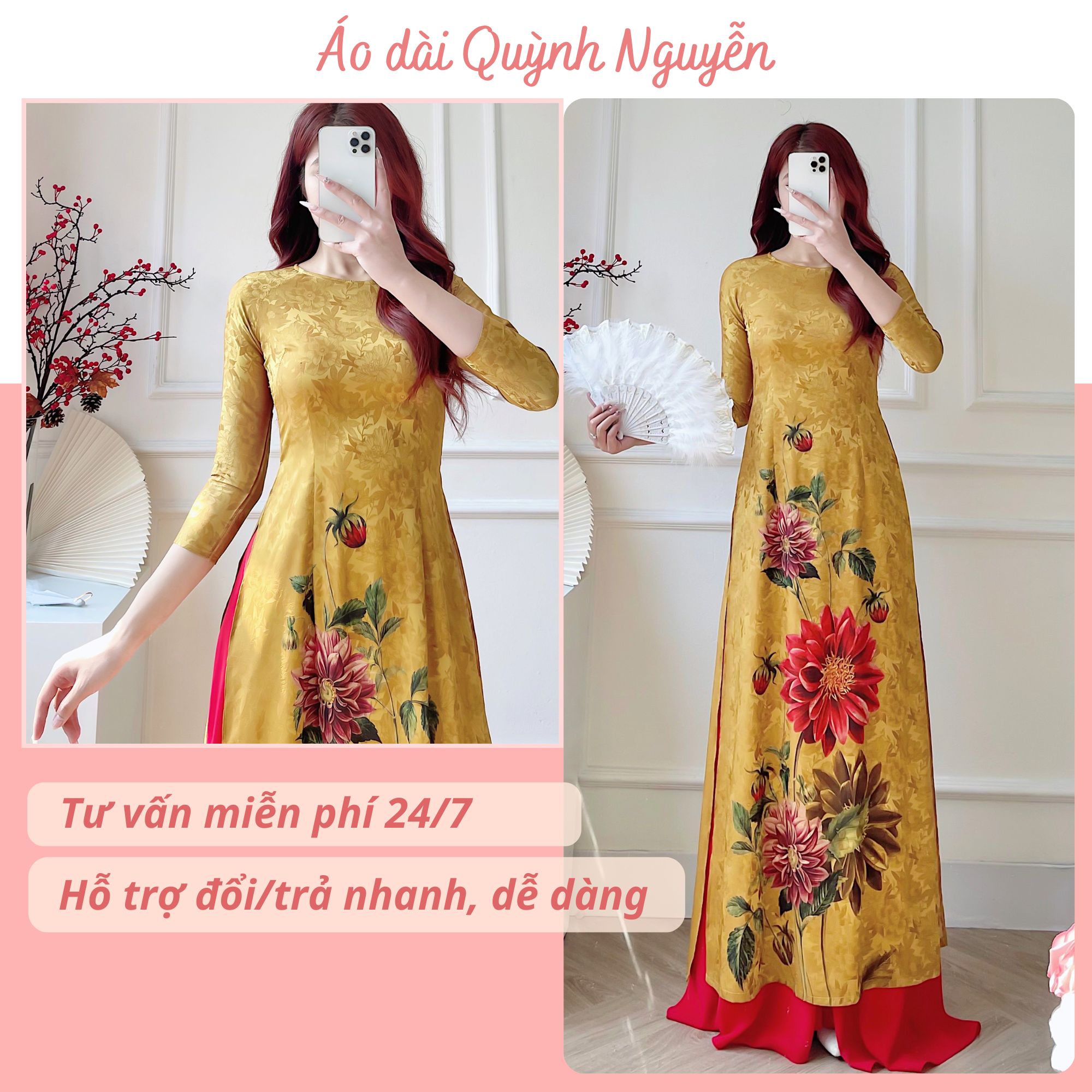 Áo dài áo dài cách tân lụa đông hưng MÃ TV02