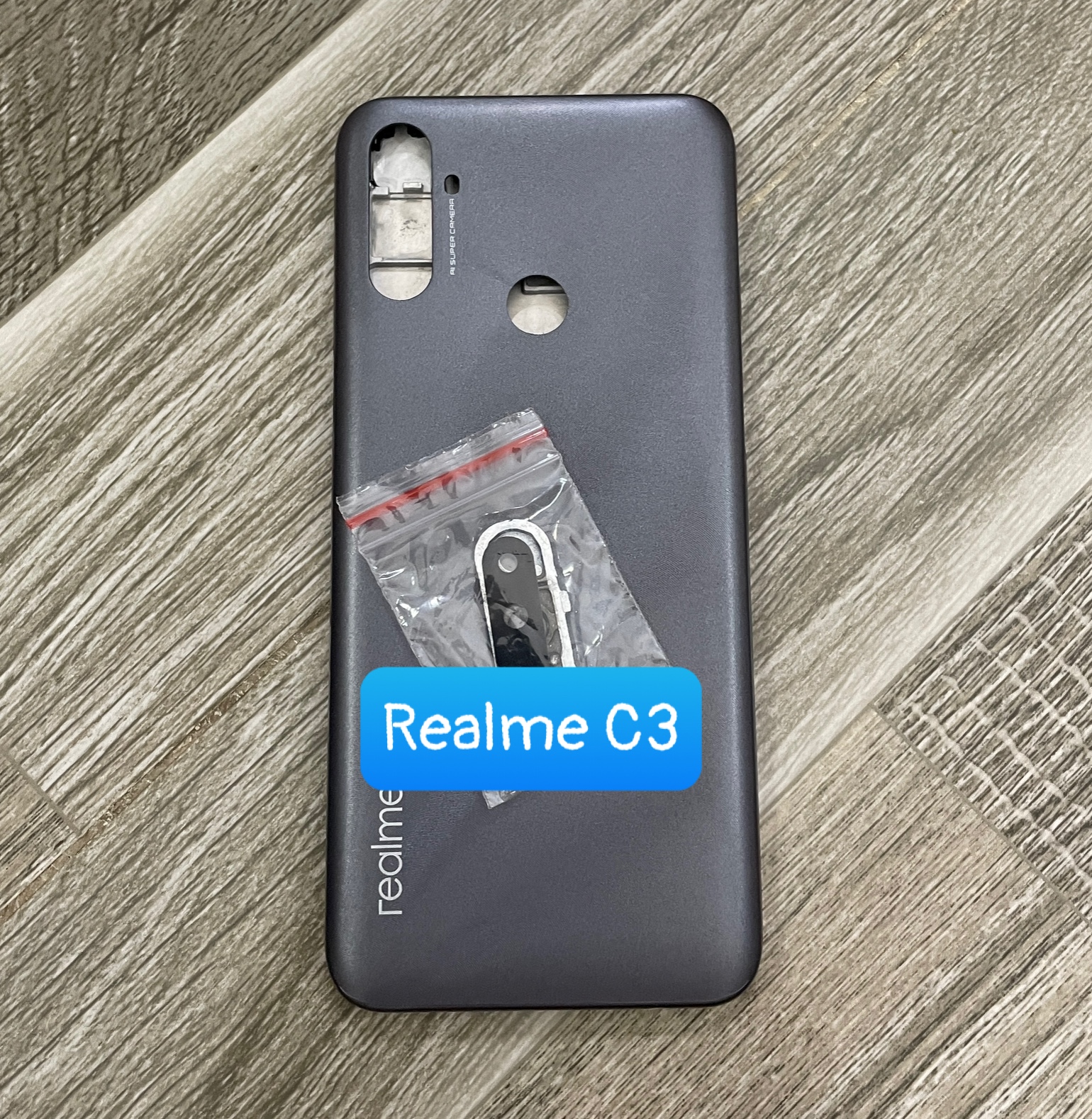bộ xương vỏ Realme C3 ,kèm khay sim,phím,kính camera