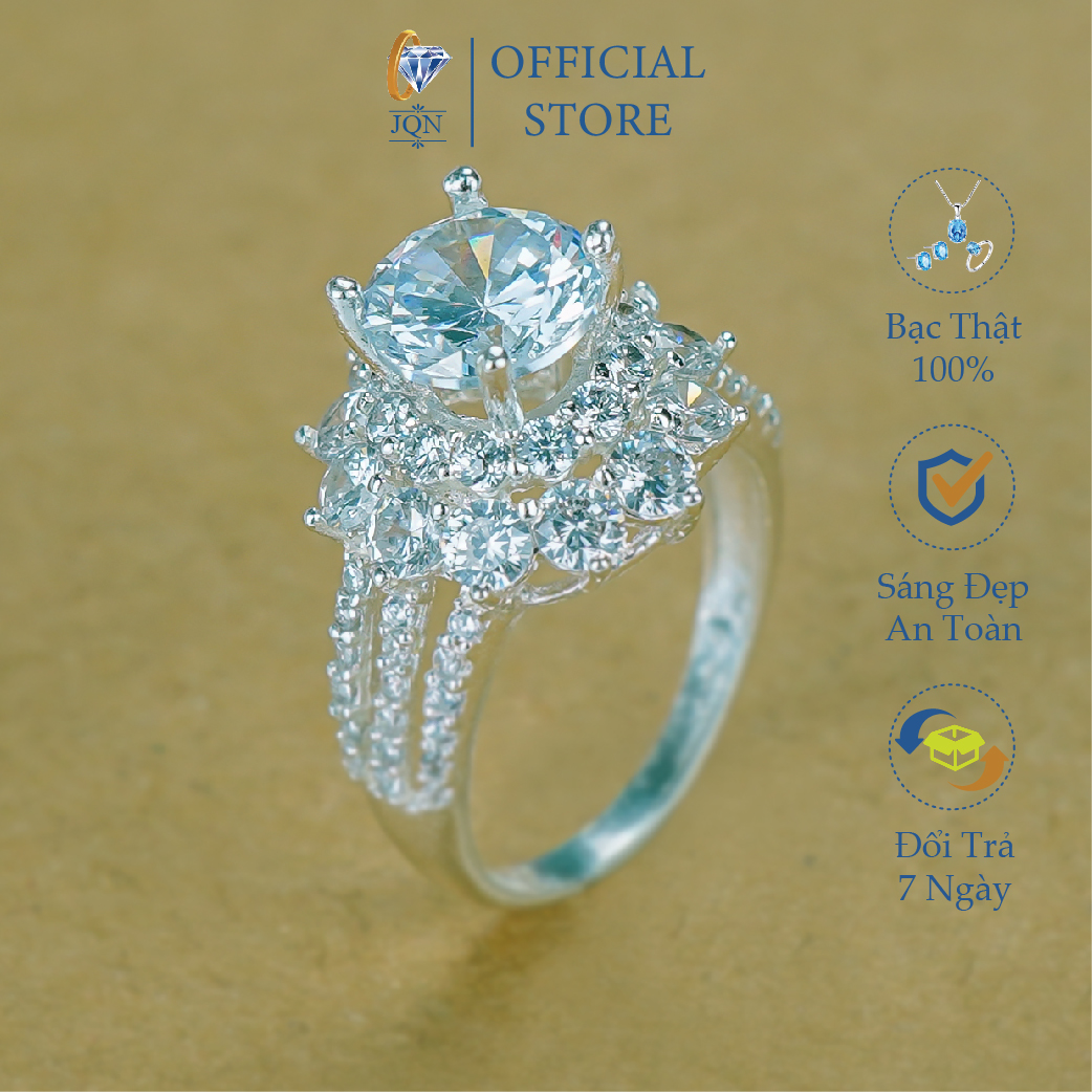 Nhẫn bạc nữ jqn nhẫn đính đá cao cấp cực đẹp n26