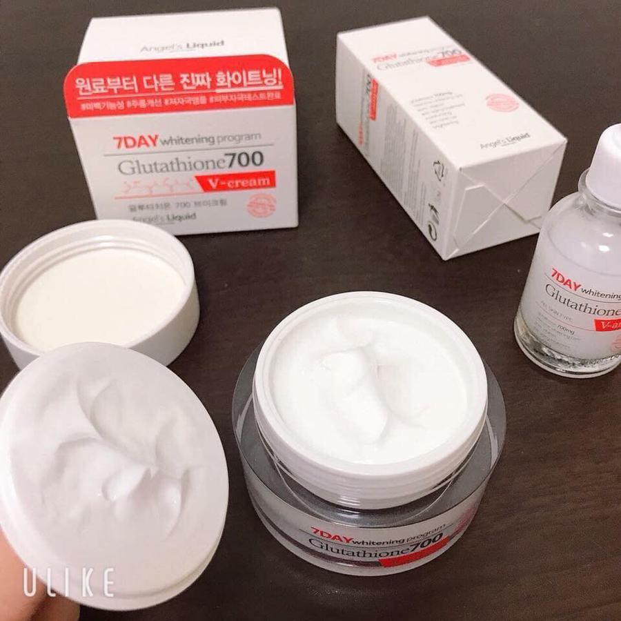 Kem dưỡng trắng da 7day whitening program glutathione 700 v-ampe