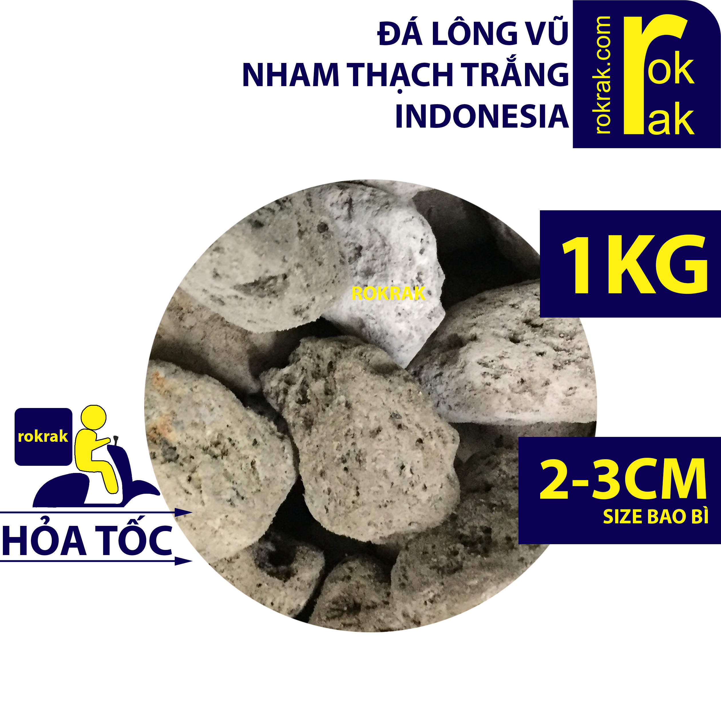 [HCM]Đá Lông Vũ Indo 2-3cm 1Kg Nham thạch trắng Indonesia lọc hồ cá