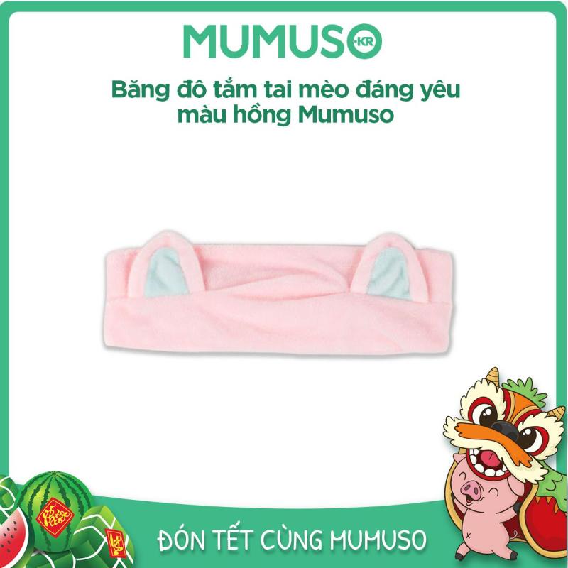 Băng đô tắm tai mèo đáng yêu màu hồng Mumuso