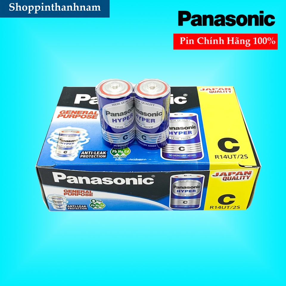 Hộp 12 đôi pin trung panasonic hyper r14ut-2s chính hãng màu xanh