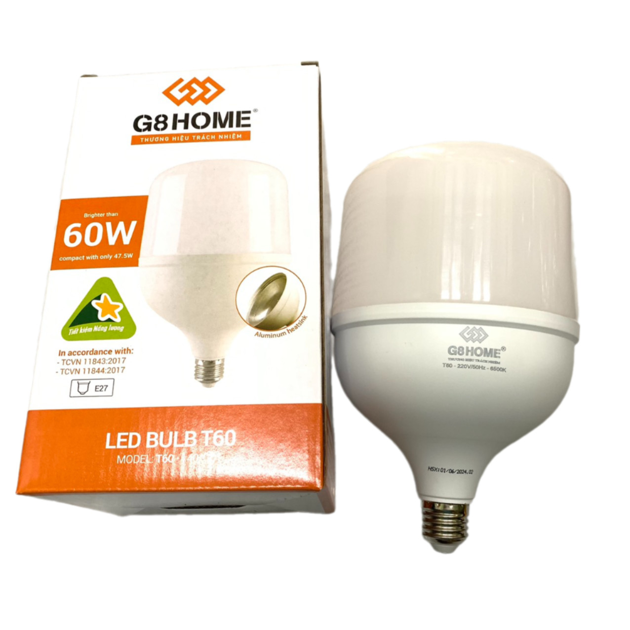 Bóng led trụ nhôm 50w g8 home t50-125/g01 - trắng - điện việt