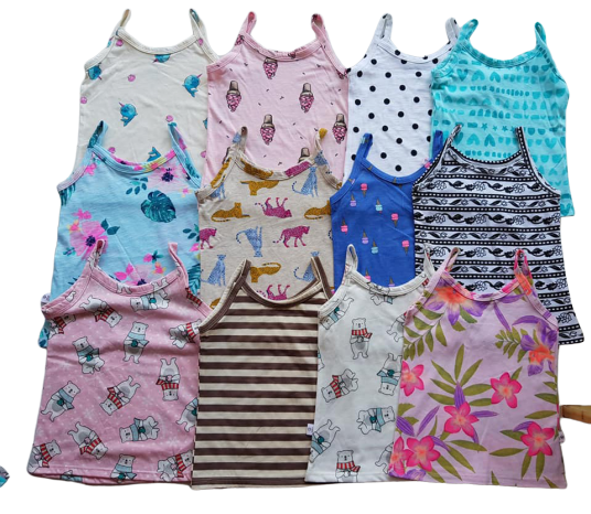 Combo 5 áo 2 dây bé gái - hàng lên từ vải xuất dư size 5 cho bé từ 19-25kg
