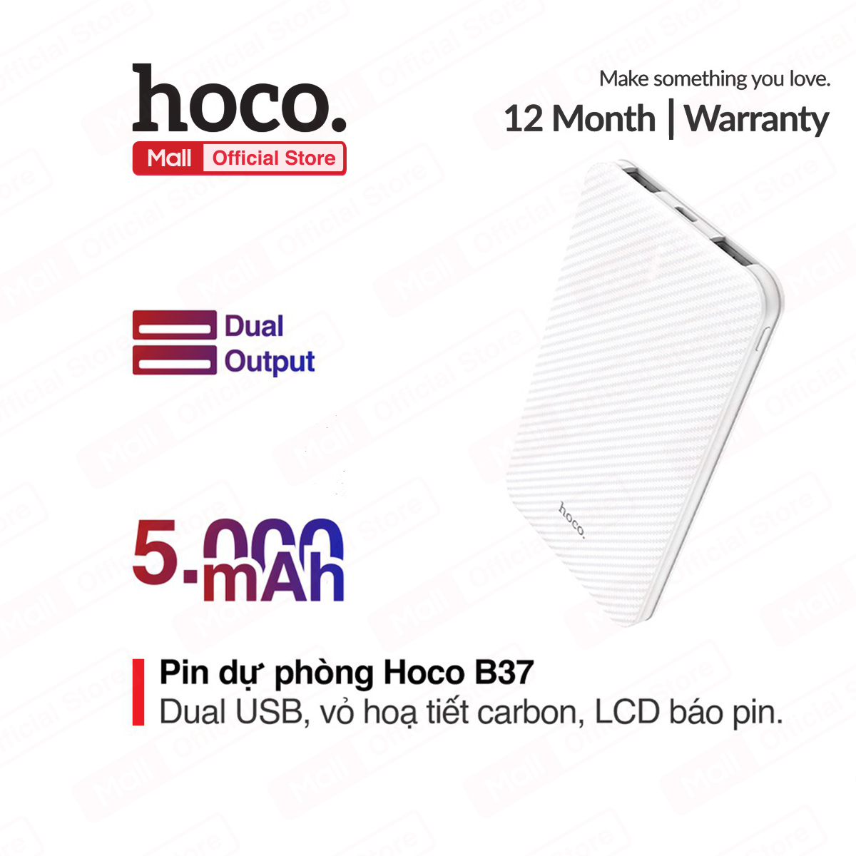 [HCM]Sạc Dự Phòng Hoco B37 - Dung lượng 5000 mAh