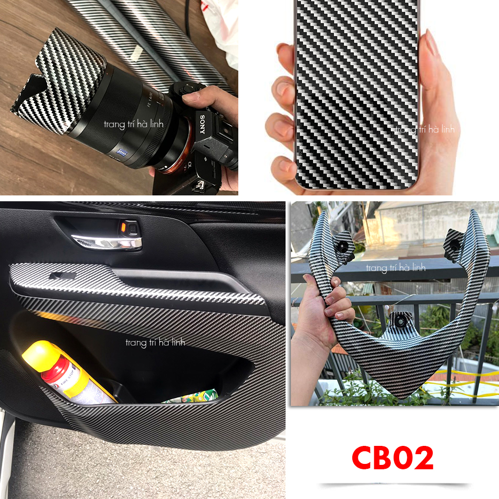 Decal carbon dán xe , decan cacbon vân bóng nhám sẵn keo khổ 0.6m 1.2m