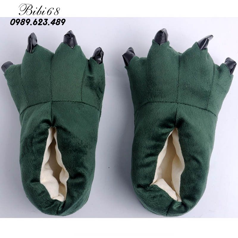 Giày dép bông bộ đồ thú khủng long đỏ liền thân