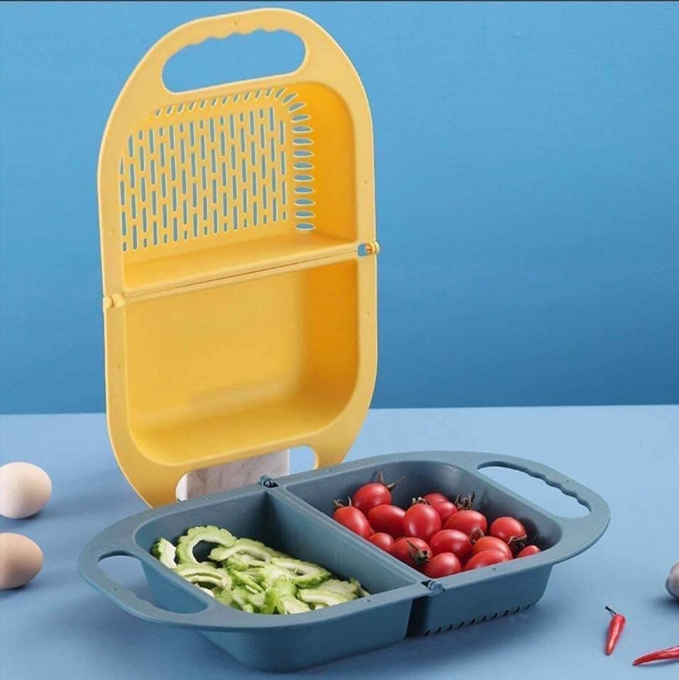 2in1 Rổ chậu gấp gọn gác bồn rửa chén 2020