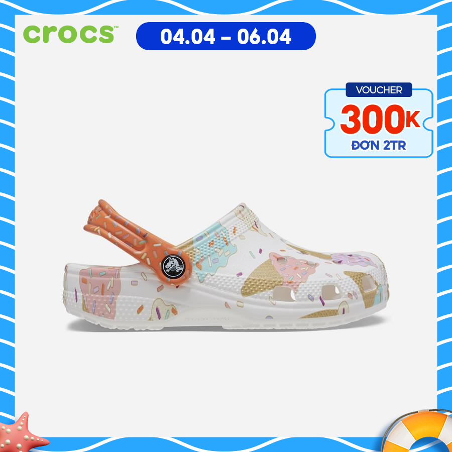 CROCS Giày lười trẻ em Classic Ice Cream Graphic 208572-94S - MixASale