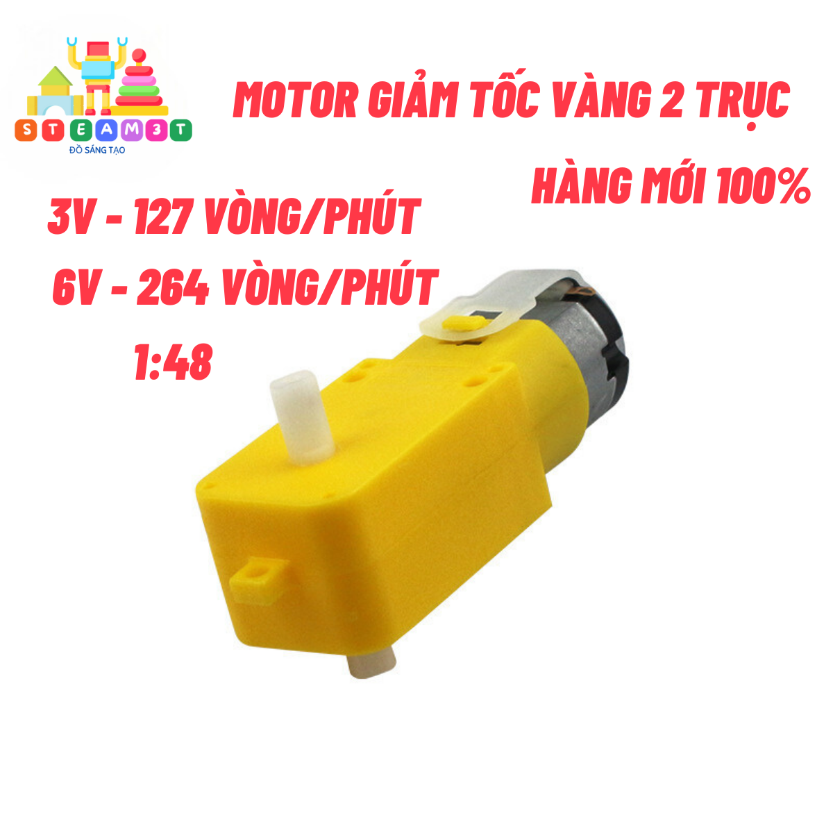 Động cơ giảm tốc vàng kèm bánh xe chế xe, robot, sáng tạp steam - lk0001