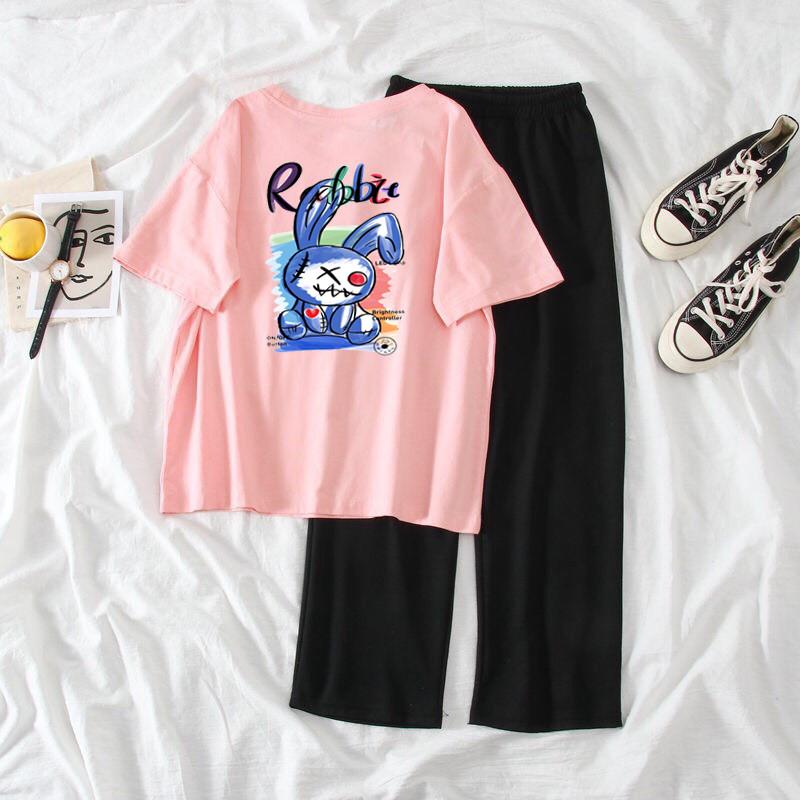 sét áo phông thỏ mắt XO Cổ tròn chất Cotton